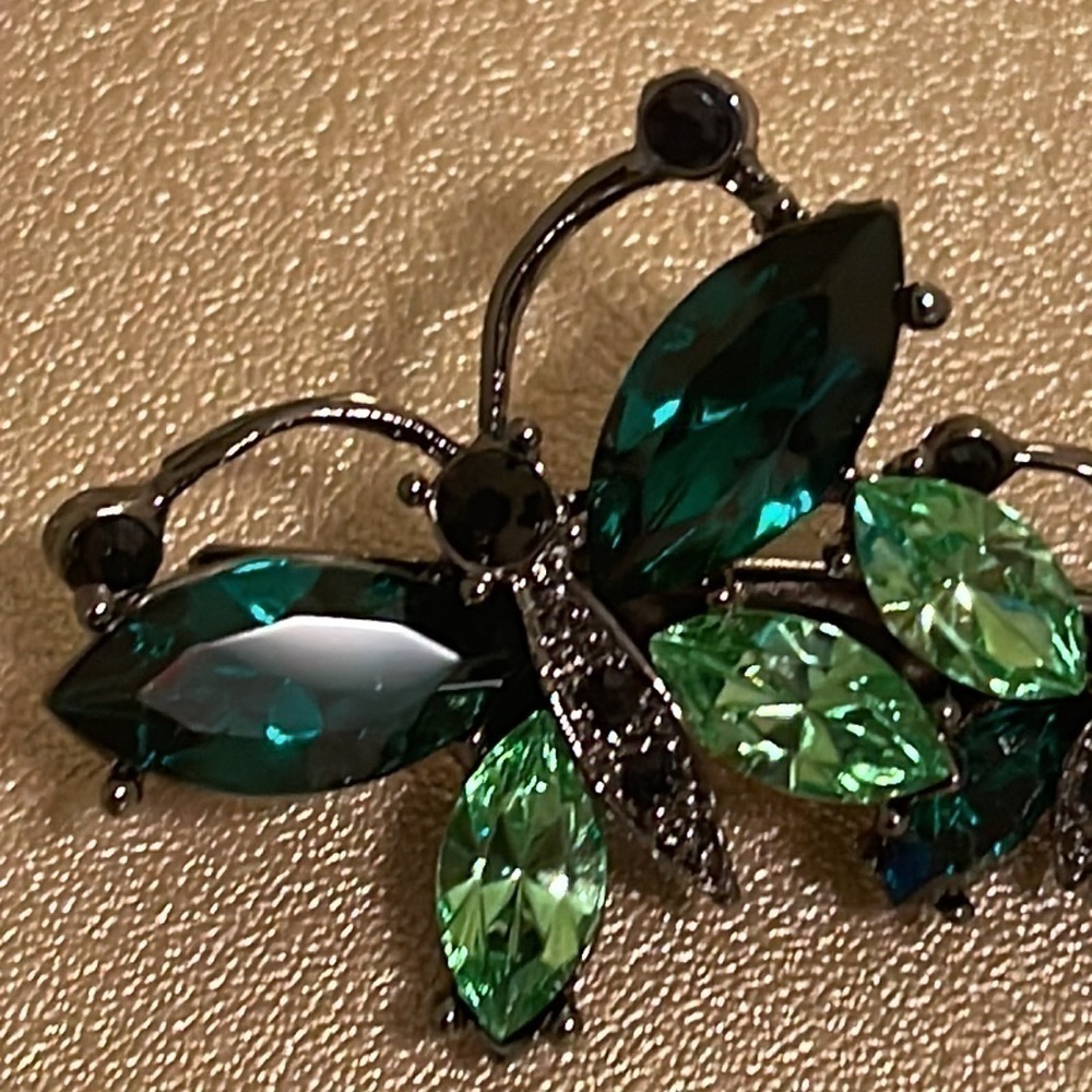 Green gemstone Butterfly Hair Grip